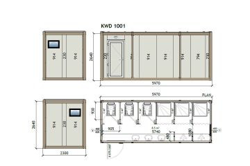 KW6 230X600 Mobilní WC Kontejner